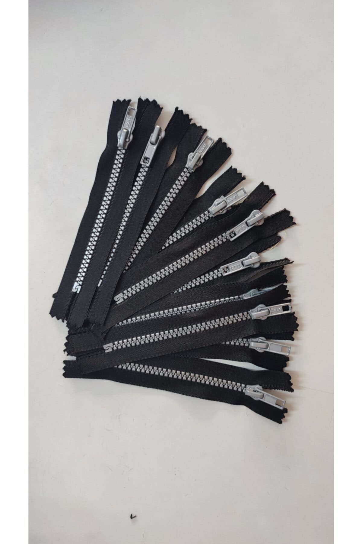 Kemik Dişli Fermuar 12 Cm 10 Adet Siyah - 1