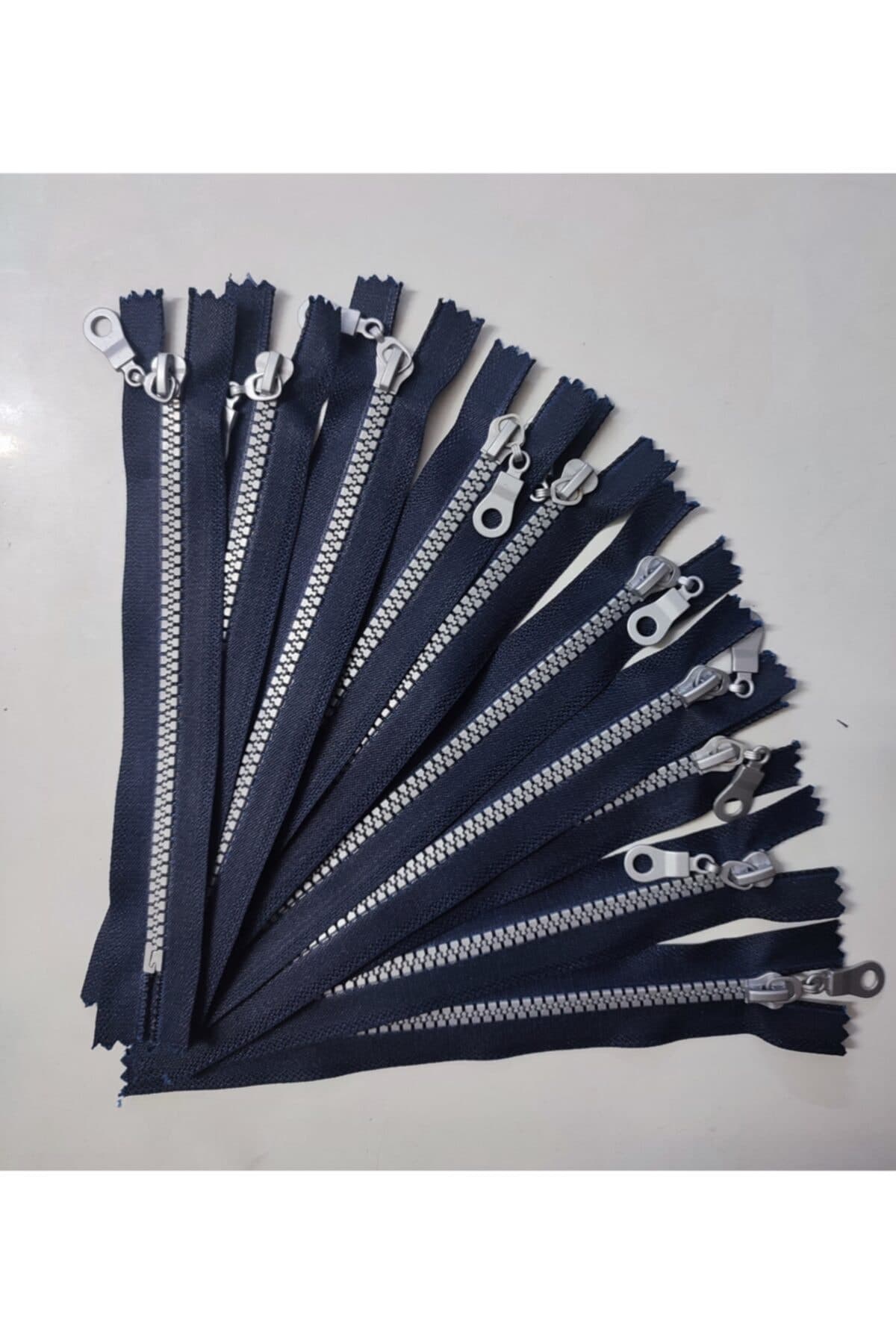 10 Lu Kemik Dişli Fermuar Lacivert 18 Cm