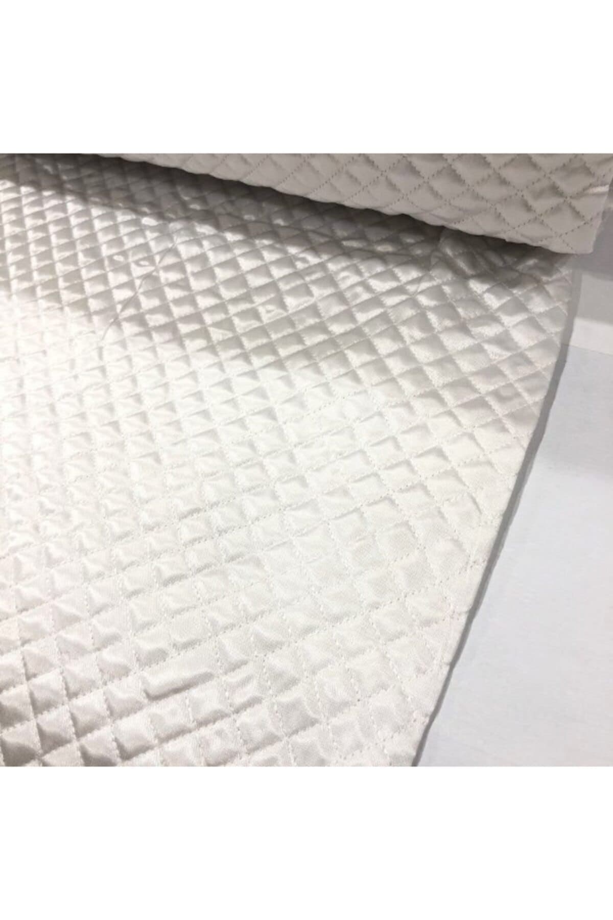Krem Rengi Lüks Dikişli Saten Kapitone Kumaş Tek Taraflı Saten Elyaf Telalı 100*200 Cm