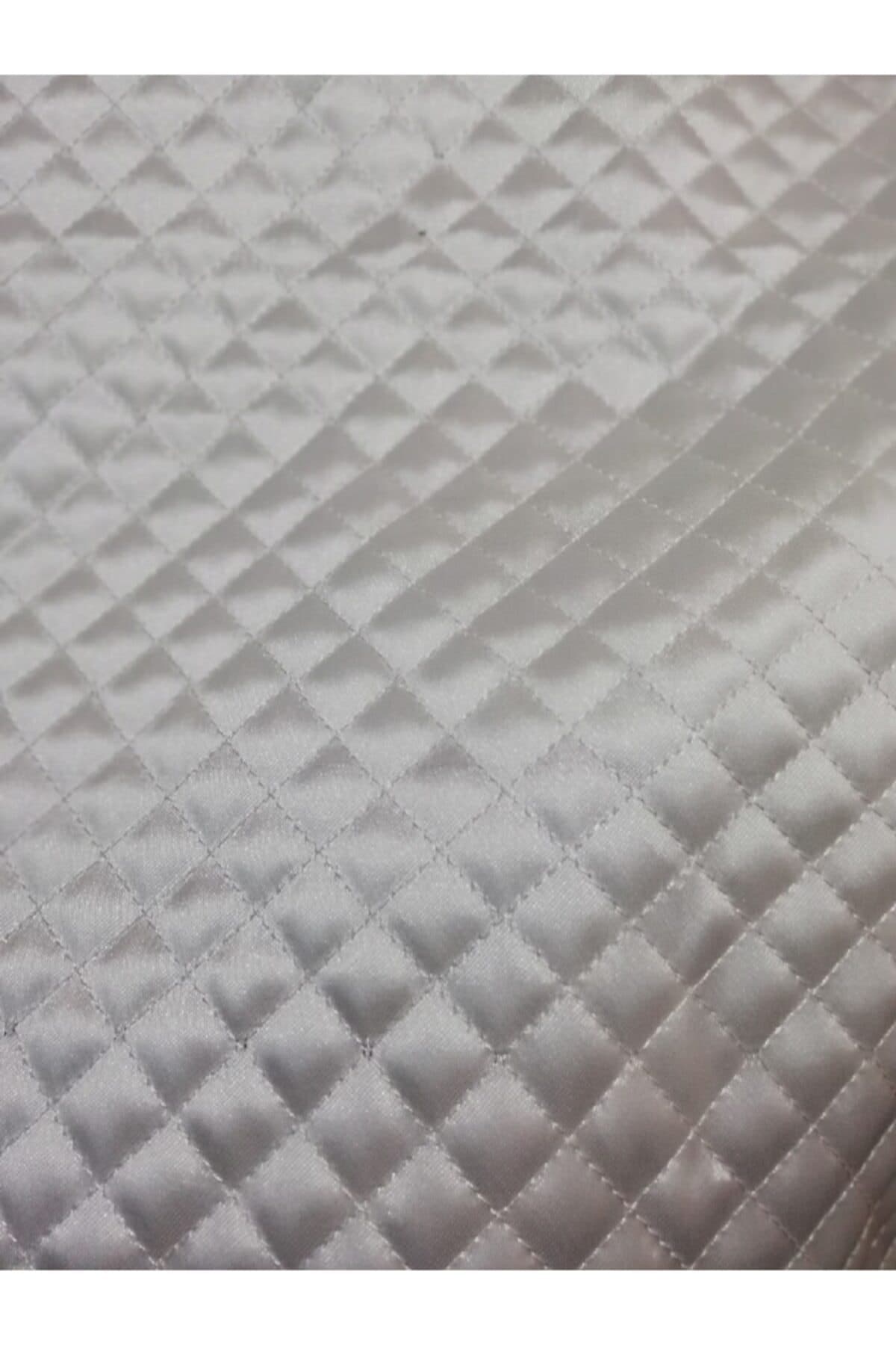 Krem Rengi Lüks Dikişli Saten Kapitone Kumaş Tek Taraflı Saten Elyaf Telalı 100*200 Cm - 2