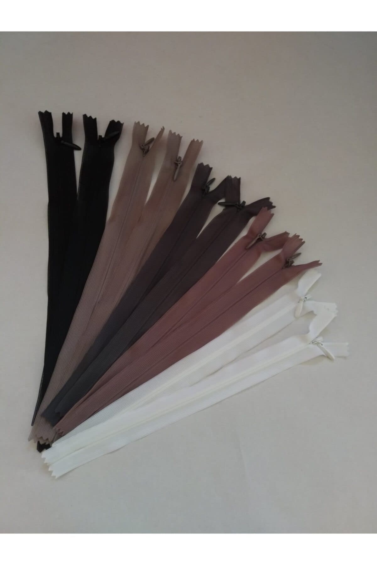 10 Adet Renkli Gizli Fermuar 20 Cm