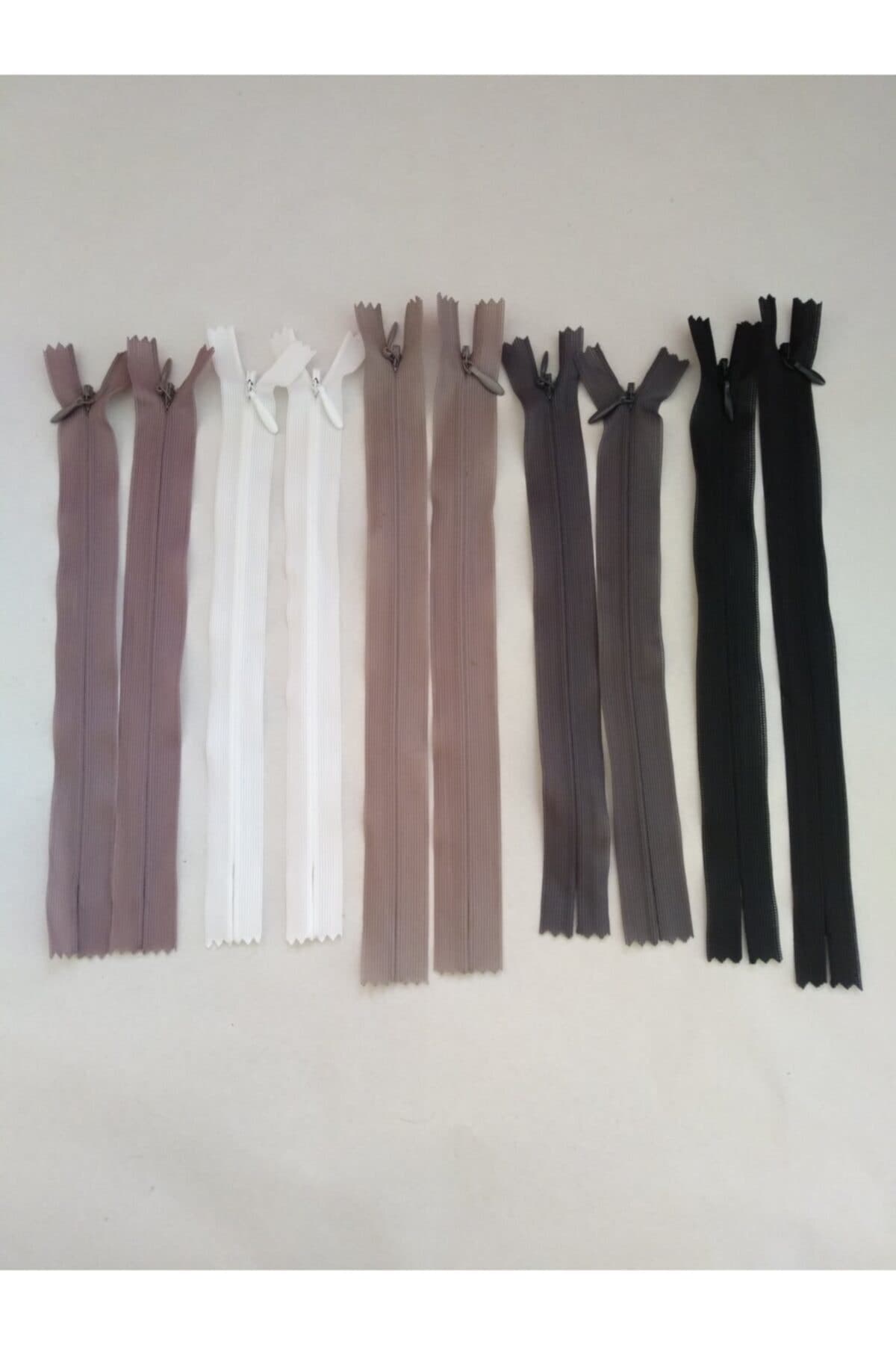 10 Adet Renkli Gizli Fermuar 20 Cm - 2