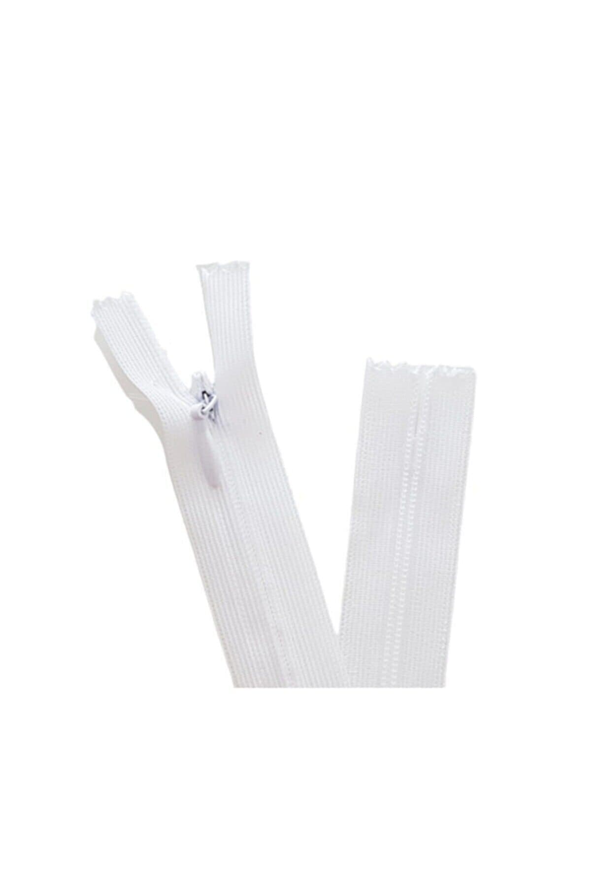 10 Adet 60cm Beyaz Gizli Fermuar