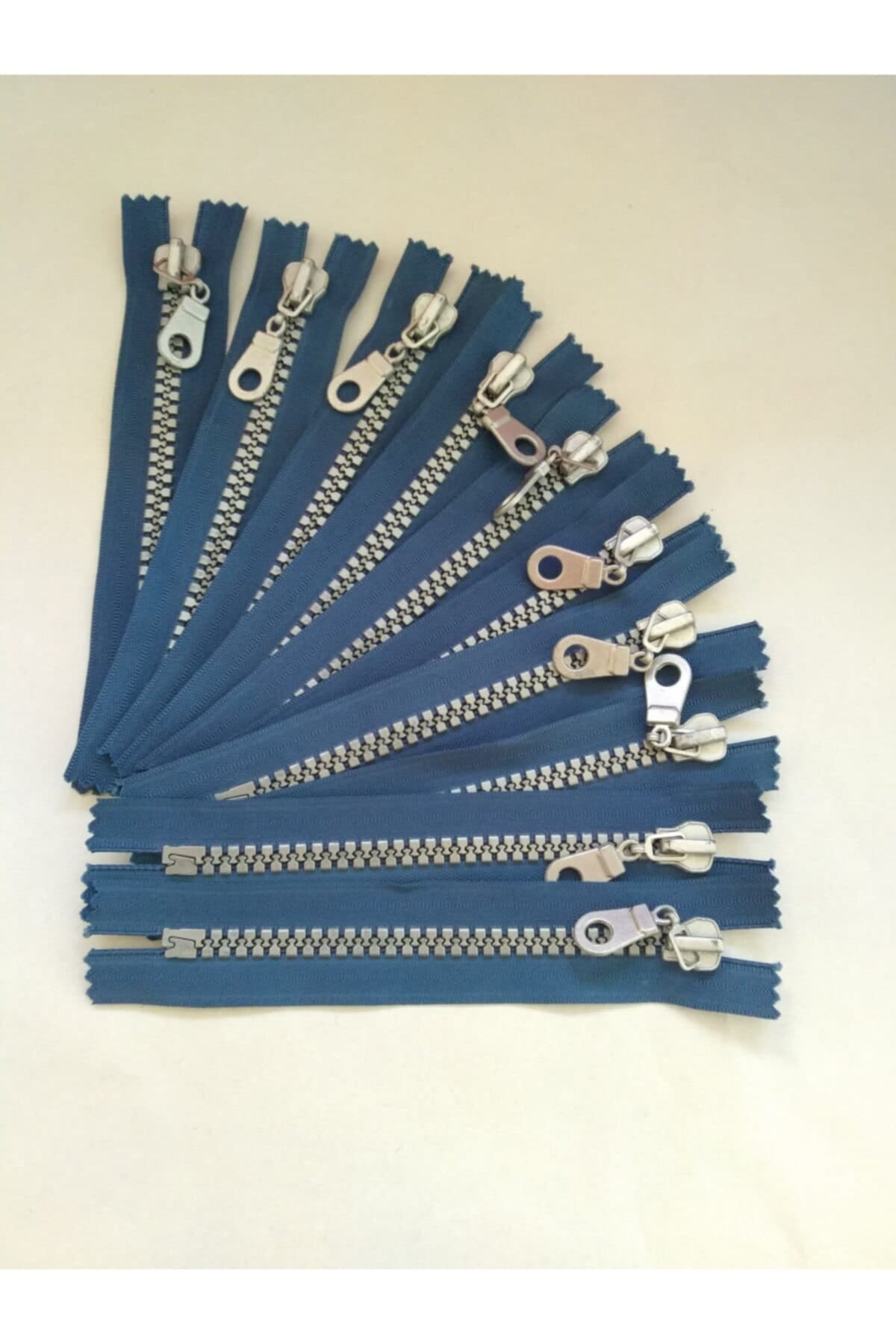 Kemik Diş Fermuar 10 Adet 16cm Açık Lacıvert
