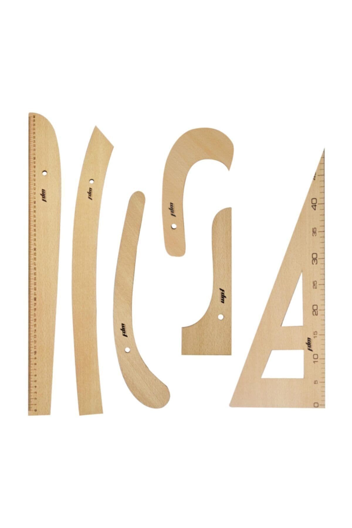 6 Parça Set - 6 Parça Ahşap Riga Seti - Riga Takımı - Cetvel